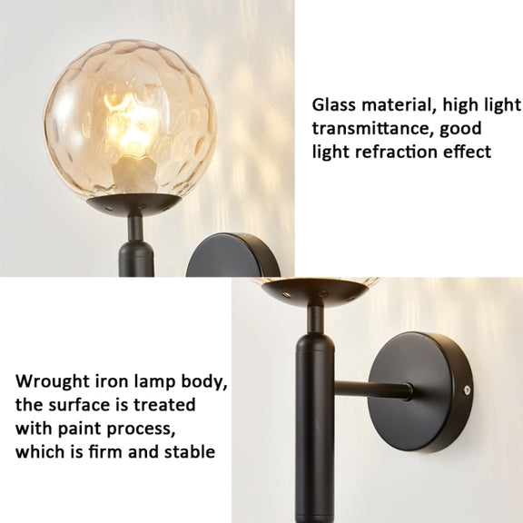 6102 Round Glass LED Wall Light Hotel Bedroom Bedside Living Room, Power source: 5W White Light(Copper Color Cream White Lampshade)