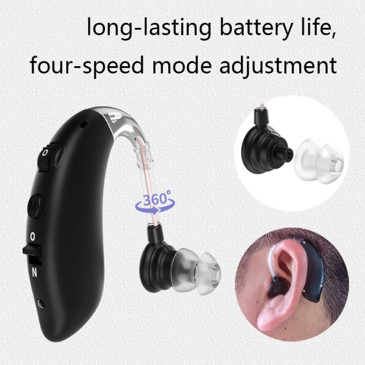 GM-105 Elderly Hearing Aid Sound Amplifier Intelligent Noise Reduction Sound Collector, Style: US Plug(Fantasy Black)