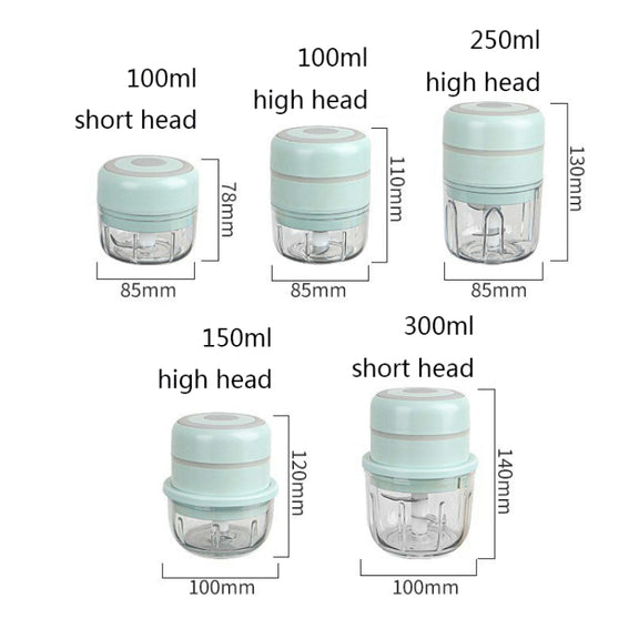 ZM-14 Household Mini Wireless Electric Garlic Masher, Colour: Green High Cup 250ml + Small Cup 100ml