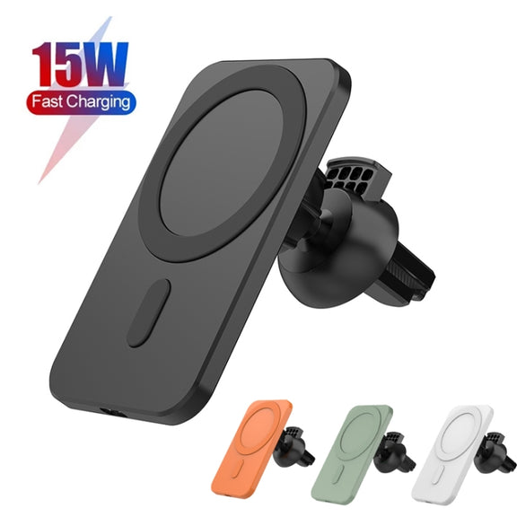 N16 10W Car Air Outlet + Suction Cup Magsafe Magnetic Phone Universal Wireless Charger Holder(Green)
