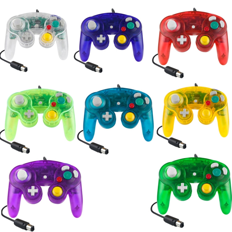 5 PCS Single Point Vibrating Controller Wired Game Controller For Nintendo NGC(Transparent Blue)