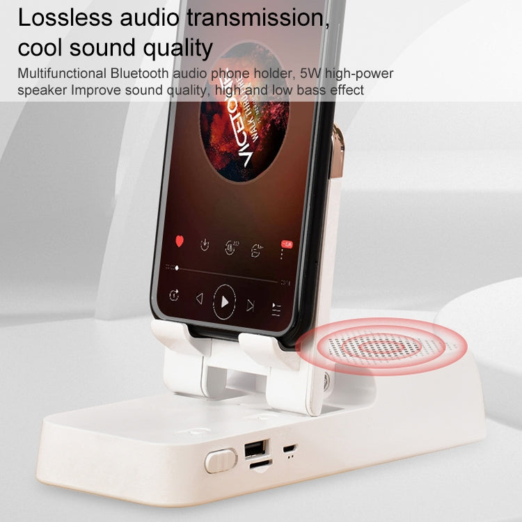 Multifunctional Desktop Stand For Mobile Phone And Tablet With Bluetooth Speaker(White)