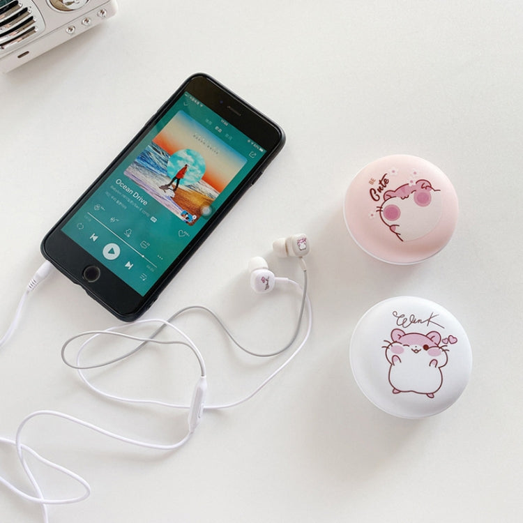 2 Pairs Heavy Bass Wired Headset Mobile Phone Universal Headset with Storage Box & Microphone(White Rat + Storage Box) - In Ear Wired Earphone by PMC TechLife | Online Shopping South Africa | PMC TechLife