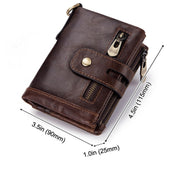 RFID Anti-Theft Swipe Wallet Tri-Fold Multi-Card Slot Crazy Horse Leather Men Leather Wallet(Black)