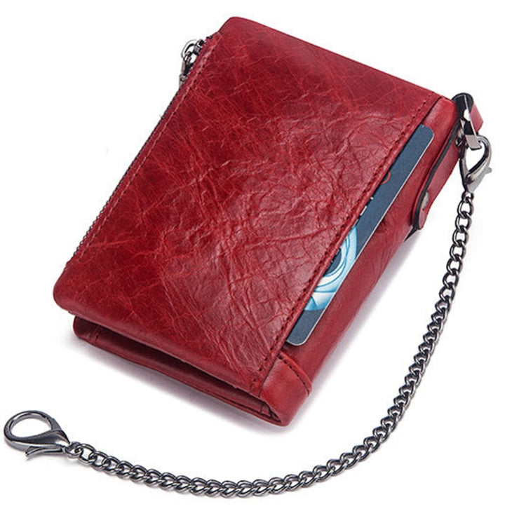 RFID Anti-Theft Swipe Wallet Tri-Fold Multi-Card Slot Crazy Horse Leather Men Leather Wallet(Black)