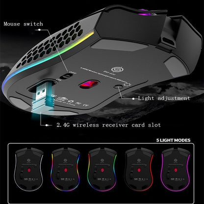 K-Snake BM600 1600 DPI 7-keys Hollow Lightweight Wireless Charging RGB Colorful Gaming Mouse(Wireless BM600 White) - free shipping - PMC Jewellery - Order now!