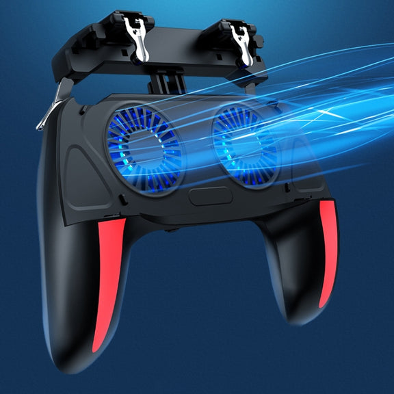 H10 3 in 1 Plug-in Type Dual Fan Cooling Gamepad Game Auxiliary Button Grip with Stand