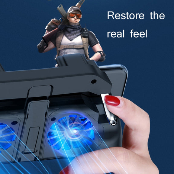 H10 3 in 1 Plug-in Type Dual Fan Cooling Gamepad Game Auxiliary Button Grip with Stand