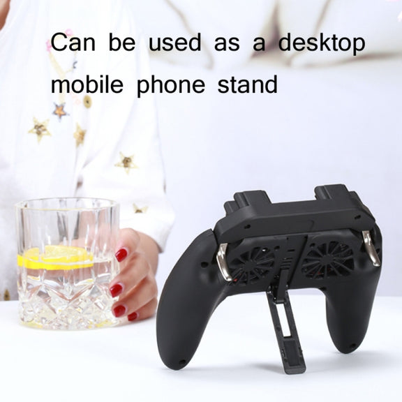 H10 3 in 1 Plug-in Type Dual Fan Cooling Gamepad Game Auxiliary Button Grip with Stand