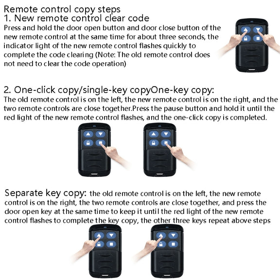 2 PCS Electric Roller Shutter Water-resistant Copy Universal Remote Controller Garage Door Remote Control Key(433MHz)