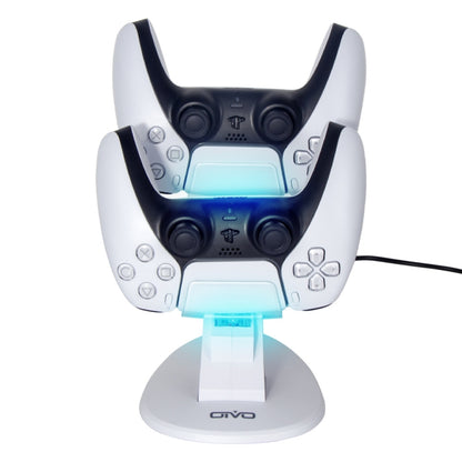 OIVO IV-P5234 Gamepad Aircraft Two-Seater Charger For PS5(White) - Charger & Power by OIVO | Online Shopping South Africa | PMC Jewellery | Buy Now Pay Later Mobicred