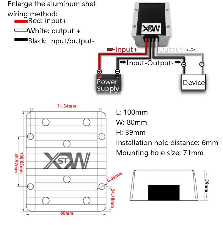 XWST DC 12/24V To 5V Converter Step-Down Vehicle Power Module, Specification: 12/24V To 5V 40A Extra Large Aluminum Shell