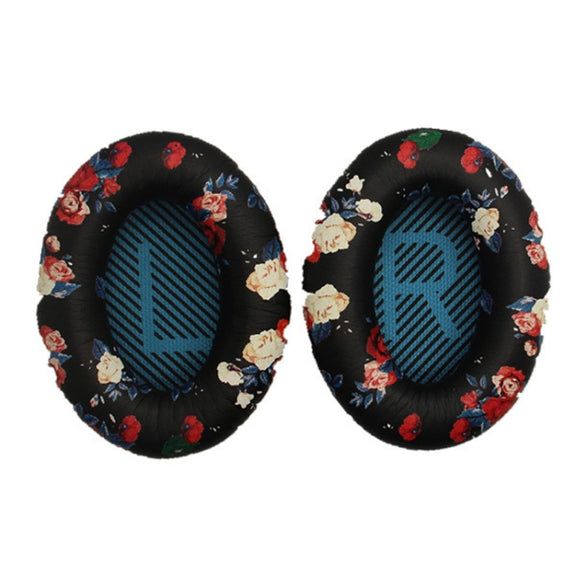 2 PCS Headset Sponge Cover For BOSE QC15 / QC3 / QC2 / QC25 / AE2 / AE2i(Print Color + Blue LR)