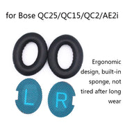2 PCS Headset Lambskin Sponge Cover Earmuffs For Bose QC25 / QC15 / QC2 / QC35 / AE2i(Black+Black)