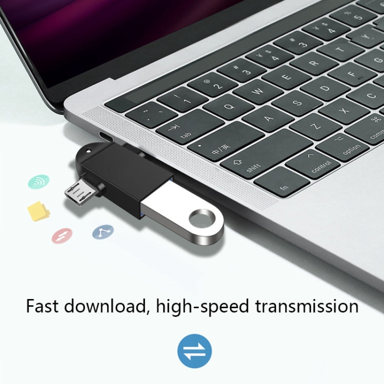 10 PCS LI-09 USB 3.0 Female to USB-C / Type-C + Micro USB Male Multi-Function OTG Adapter with Lanyard(Gold) - OTG Adapter by PMC TechLife | Online Shopping South Africa | PMC TechLife | Buy Now Pay Later Mobicred