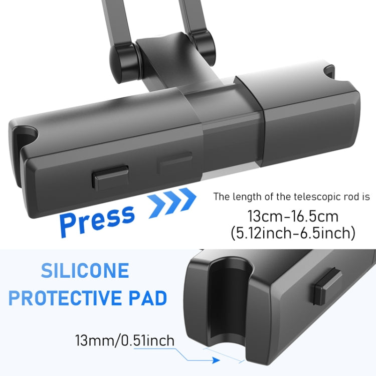 Pb-48 Car Post-Row Back Pillow Mobile Phone Holder Back Seat Flat Telescopic Bracket(Black)