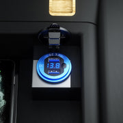 Aluminum Alloy Double QC3.0 Fast Charge With Button Switch Car USB Charger Water-resistant Car Charger Specification: Red Shell Blue Light With Terminal