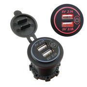 Car Motorcycle Modified Charger Double Aperture 4.2A With Touch Switch USB Car Charge(Red Light)