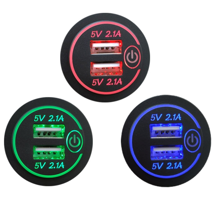 Car Motorcycle Modified Charger Double Aperture 4.2A With Touch Switch USB Car Charge(Red Light) - DIY Modified Charger by PMC TechLife | Online Shopping South Africa | PMC TechLife