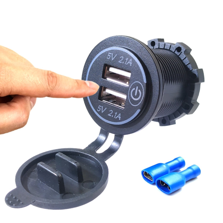 Car Motorcycle Modified Charger Double Aperture 4.2A With Touch Switch USB Car Charge(Red Light) - DIY Modified Charger by PMC TechLife | Online Shopping South Africa | PMC TechLife