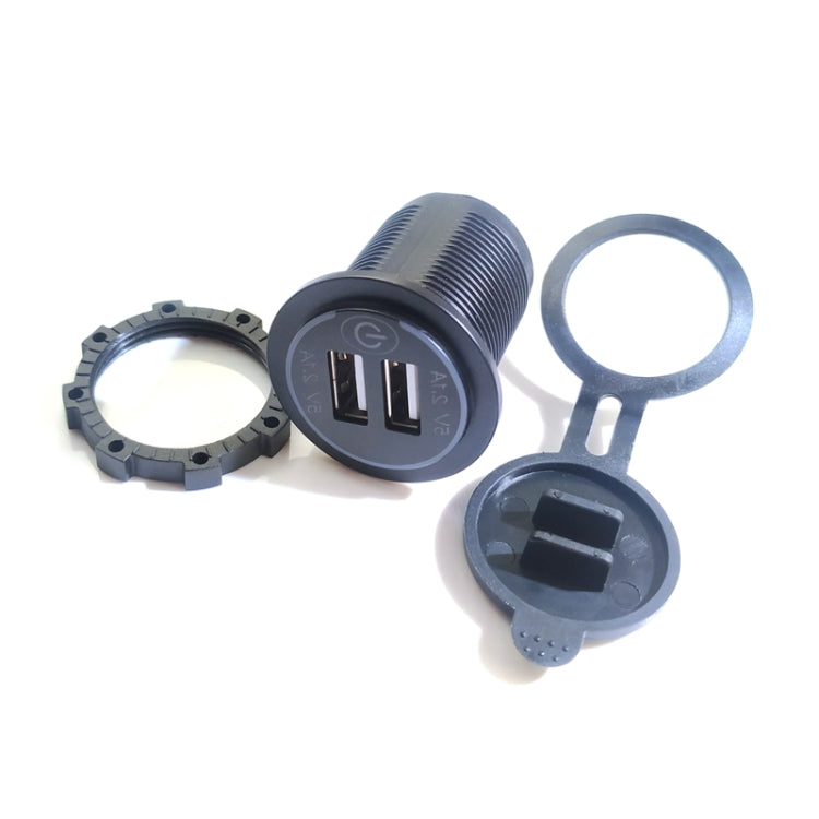 Car Motorcycle Modified Charger Double Aperture 4.2A With Touch Switch USB Car Charge(Green Light) - DIY Modified Charger by PMC TechLife | Online Shopping South Africa | PMC TechLife