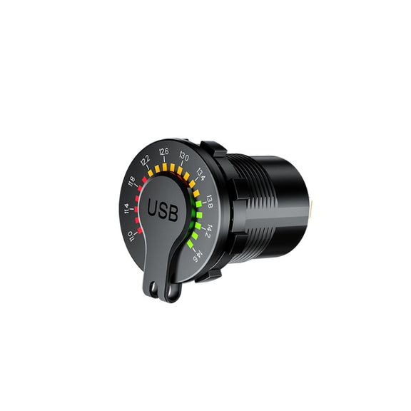 Car Motorcycle Ship Modified With Colorful Screen Display USB Dual QC3.0 Fast Charge Car Charger, Model: P20-A With Terminal