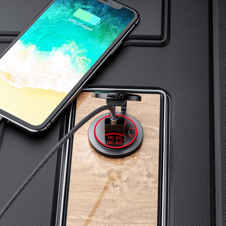 Car Motorcycle Ship Modified USB Charger Water-resistant PD + QC3.0 Fast Charge, Model: Blue Light With Terminal
