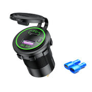 Car Motorcycle Ship Modified USB Charger Water-resistant PD + QC3.0 Fast Charge, Model: Green Light With Terminal