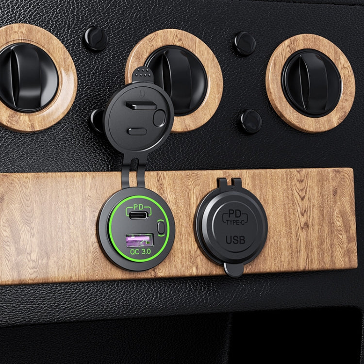 Car Motorcycle Ship Modified USB Charger Waterproof PD + QC3.0 Fast Charge, Model: Blue Light With 60cm Line - DIY Modified Charger by PMC TechLife | Online Shopping South Africa | PMC TechLife