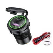 Car Motorcycle Ship Modified USB Charger Water-resistant PD + QC3.0 Fast Charge, Model: Green Light With 60cm Line