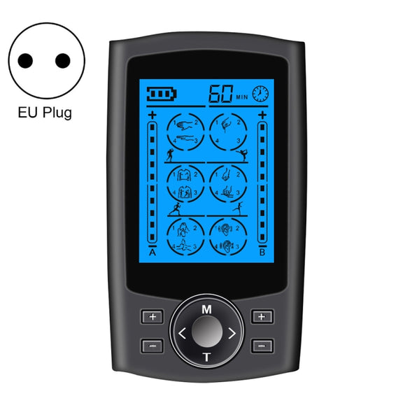 24-Mode Digital Electronic Pulse Massager Intelligent Whole Body Physical Therapy Meridian Massager, Specification: EU Plug(Black)