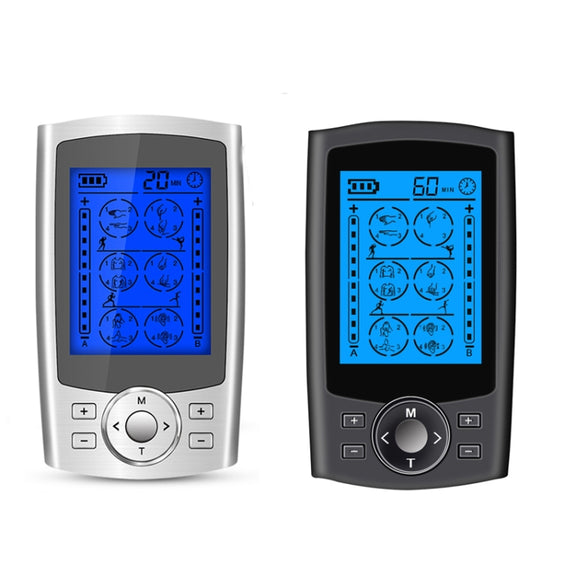 24-Mode Digital Electronic Pulse Massager Intelligent Whole Body Physical Therapy Meridian Massager, Specification: EU Plug( Silver)