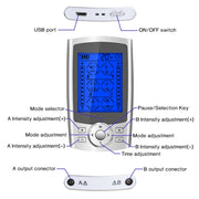 24-Mode Digital Electronic Pulse Massager Intelligent Whole Body Physical Therapy Meridian Massager, Specification: EU Plug( Silver)