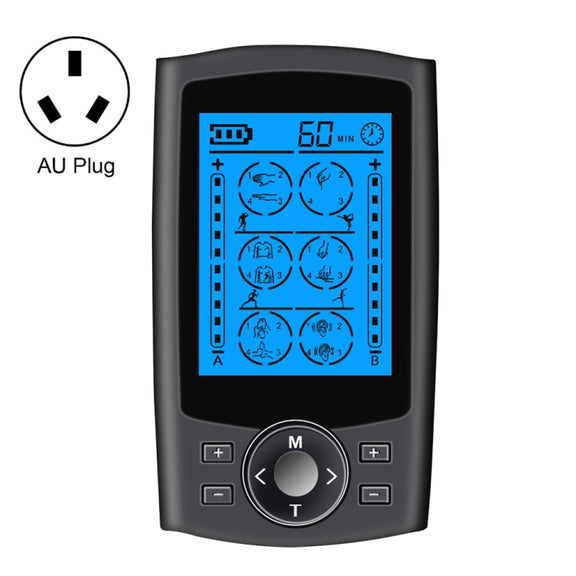 24-Mode Digital Electronic Pulse Massager Intelligent Whole Body Physical Therapy Meridian Massager, Specification: AU Plug(Black)