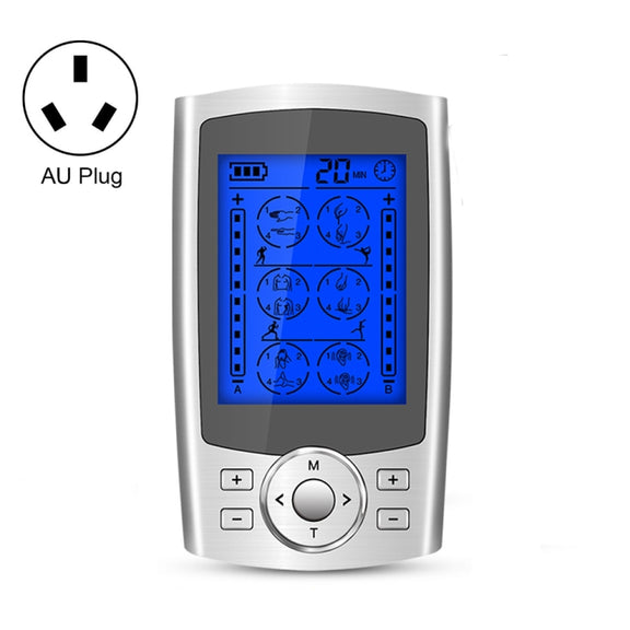 24-Mode Digital Electronic Pulse Massager Intelligent Whole Body Physical Therapy Meridian Massager, Specification: AU Plug( Silver)