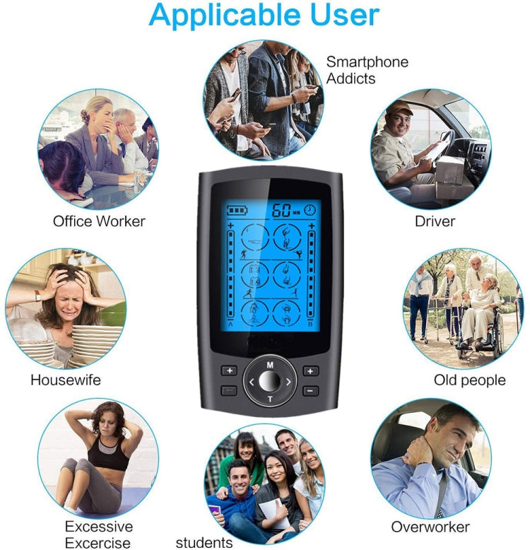 24-Mode Digital Electronic Pulse Massager Intelligent Whole Body Physical Therapy Meridian Massager, Specification: AU Plug(Black) - Massage & Relaxation by PMC TechLife | Online Shopping South Africa | PMC TechLife