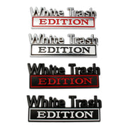 2 PCS Car Metal Modification Standard White Trash Edition Car Label Stickers(Silver Black)
