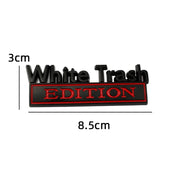 2 PCS Car Metal Modification Standard White Trash Edition Car Label Stickers(Silver Black)