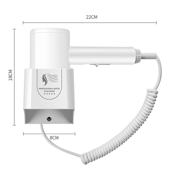 Hotel Hair Dryer Wall Mount High Power Hair Dryer Household Hair Cylinder Dryer, CN Plug(Hotel Hairdryer White)