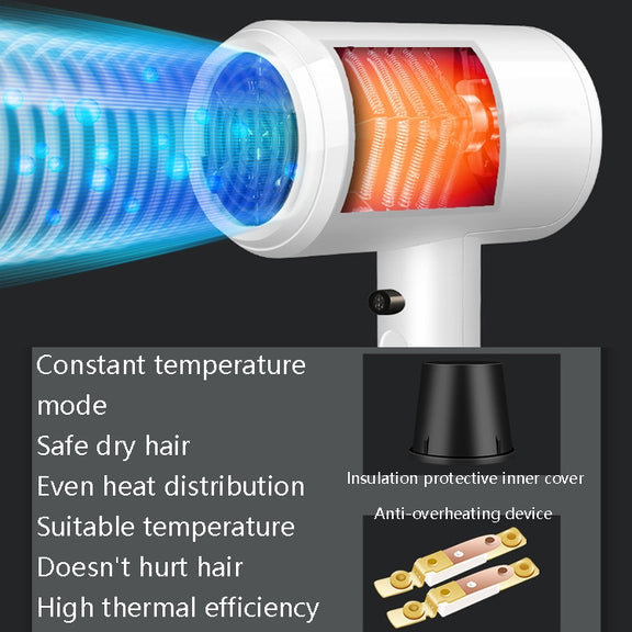 Hotel Hair Dryer Wall Mount High Power Hair Dryer Household Hair Cylinder Dryer, CN Plug(Hotel Hairdryer White)