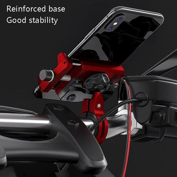 Kewig M6 Aluminum Alloy Motorcycle Mobile Phone Bracket Rechargeable With Switch Water-resistant Stable Navigation Bracket(Black)
