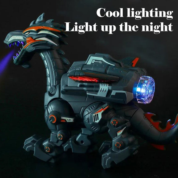 Electric Mechanical Dinosaur Toy Simulation Animal Toy Multifunctional Sound And Light Toy, Style: Spray-Blue