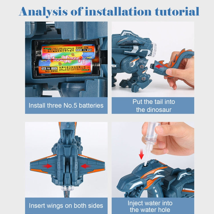 Electric Mechanical Dinosaur Toy Simulation Animal Toy Multifunctional Sound And Light Toy, Style: Spray-Blue