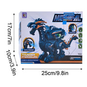 Electric Mechanical Dinosaur Toy Simulation Animal Toy Multifunctional Sound And Light Toy, Style: Spray-Blue