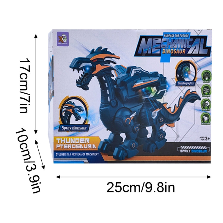 Electric Mechanical Dinosaur Toy Simulation Animal Toy Multifunctional Sound And Light Toy, Style:  Spray-Dark Black