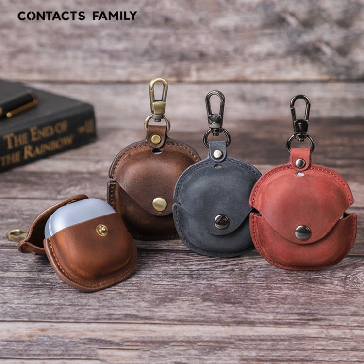 CONTACTS FAMILY CF1119 Pro For Galaxy Buds Pro Crazy Horse Texture Clamshell Earphone Protective Leather Case with Hook(Royal Blue)