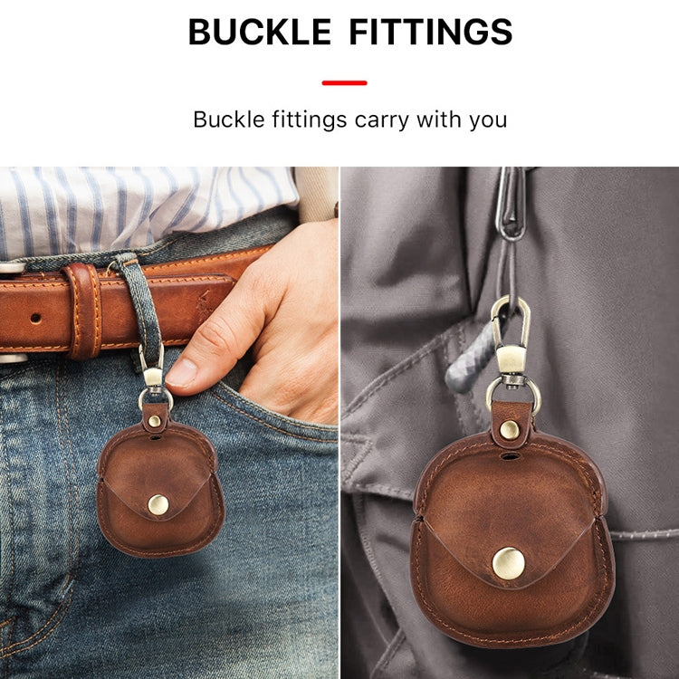 CONTACTS FAMILY CF1119 Pro For Galaxy Buds Pro Crazy Horse Texture Clamshell Earphone Protective Leather Case with Hook(Red Wine)