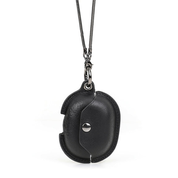 CONTACTS FAMILY CF1123B for Huawei FreeBuds Pro Leather Protective Case with Necklace Lanyard(Black)