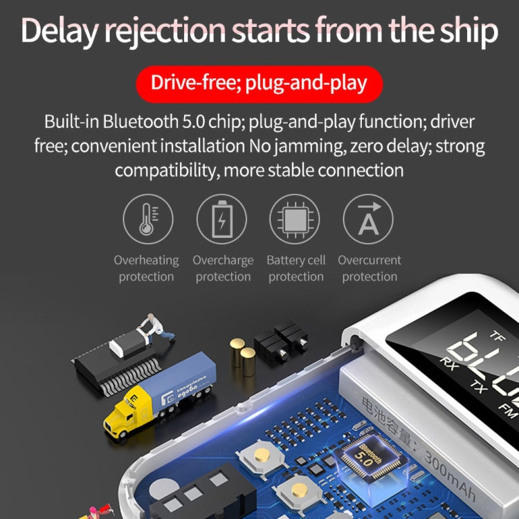 K6 Bluetooth 5.0 Receiver Transmitter 2 In 1 Adapter Computer Speaker Car FM (Black) - Audio Receiver Transmitter by PMC TechLife | Online Shopping South Africa | PMC TechLife