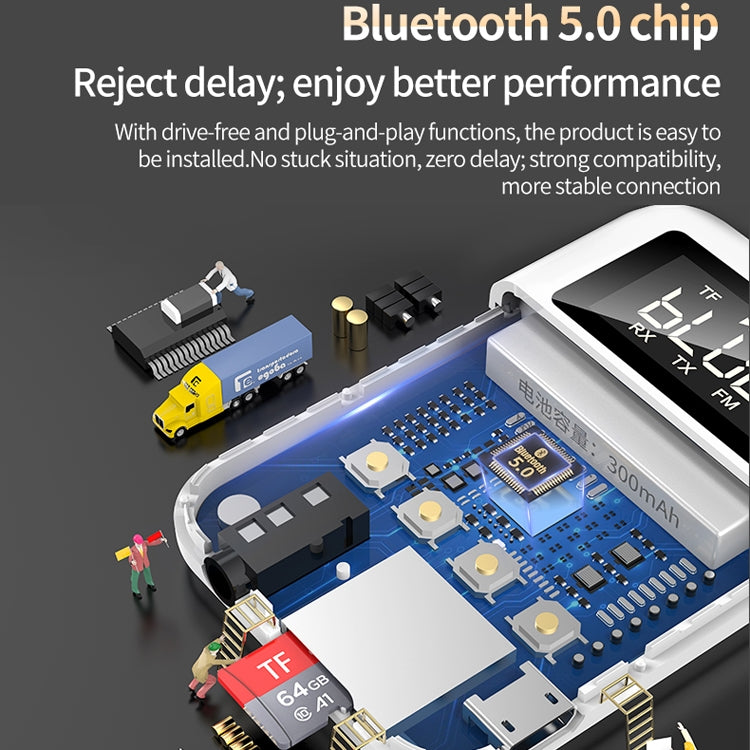 K6-W Bluetooth 5.0 Receiver Transmitter 2 in 1 Adapter Computer Speaker Car FM (White) - free shipping - PMC TechLife - Order now!